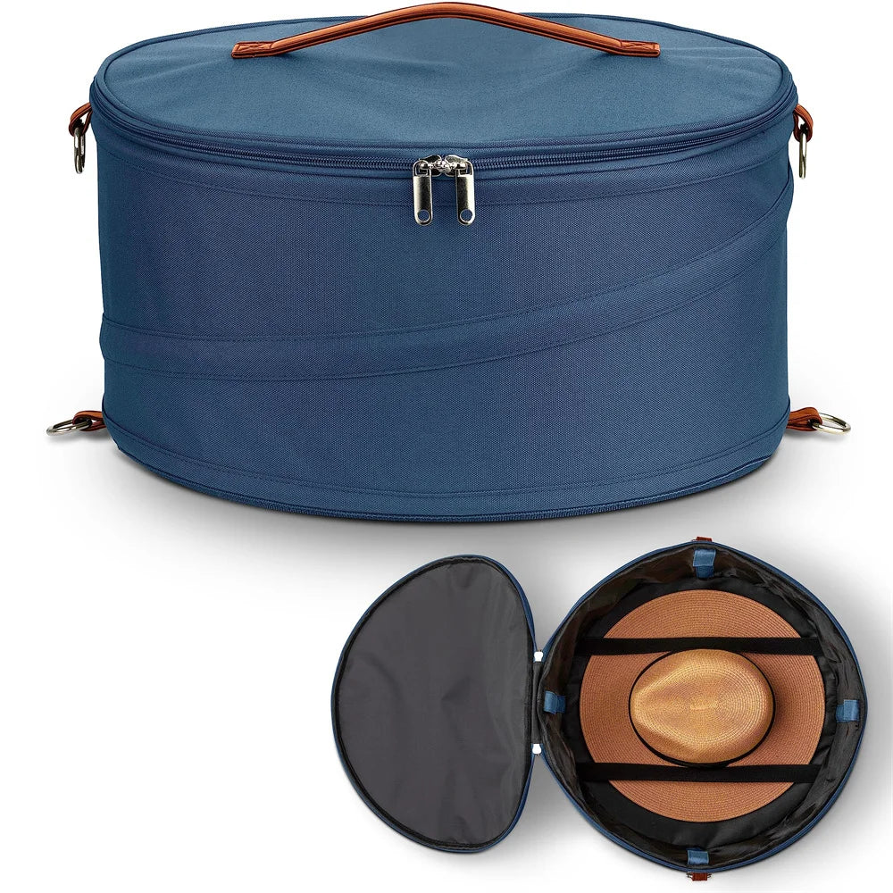Crush Proof Hat Box for Travel and Storage 16 X 8 Inches Hat Boxes for Women and Men Collapsible Hat Storage Box and Organizer