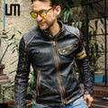 Liu Ming Fashion Men's Casual Punk Motorcycle Jacket New Autumn Winter Collection Long Sleeve with Zipper Faux Leather Stand