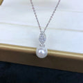 P1530 9-10mm DIY Natural  Freshwater Pearl Charm Pendant Necklace Accessory 925 Sterling Silver Jewelry for Women Without Chain