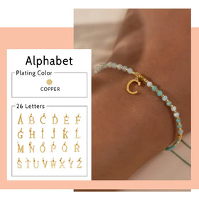 Hot Selling Bohemian Fashion Hand Jeweler Semi-precious Stone Beads Letters Hand Beaded Women Adjustable Bracelet