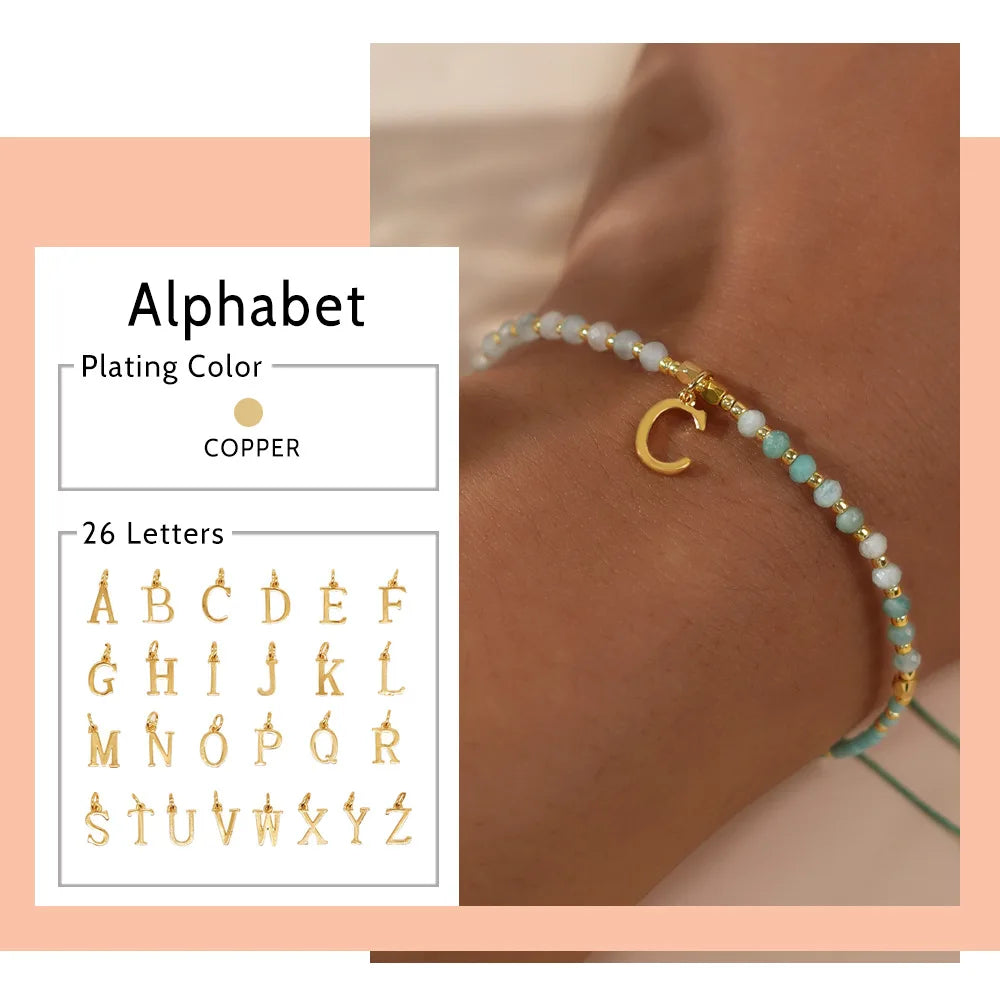 Hot Selling Bohemian Fashion Hand Jeweler Semi-precious Stone Beads Letters Hand Beaded Women Adjustable Bracelet