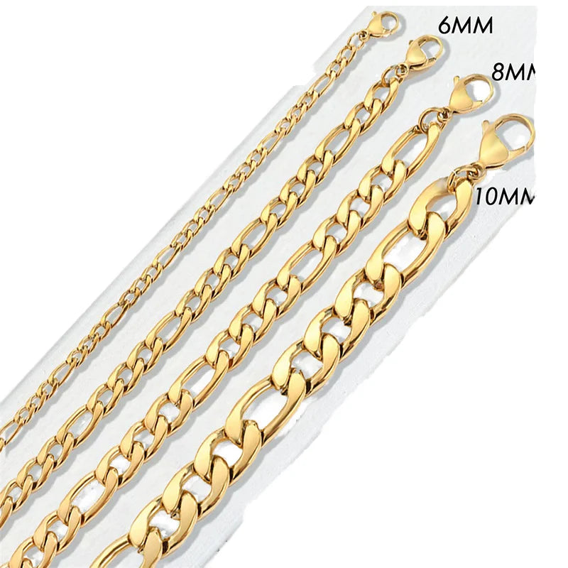Minimalist Stainless Steel 18K Gold Trendy Chain Necklace Geometric Stacking Figaro Chain INS Style