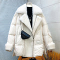OFTBUY 2023 Fashion New Autumn Winter Natural White Goose Feather Down Jacket Real Mink Fur Tailored Collar Outerwear Down Coa