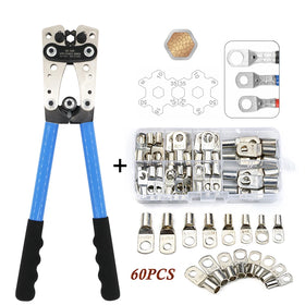 Crimping Pliers 6-50mm2 AWG 22-10 Ring Terminals Wiring Pliers Bare Cable Battery Terminals Soldered Connectors Kit HX-50B