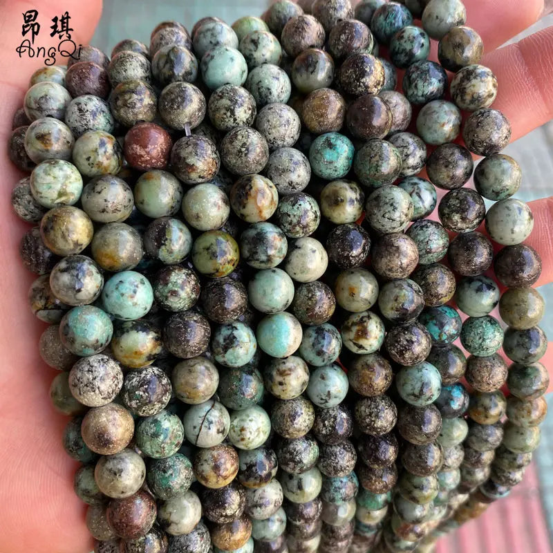 Wholesale Bulk Loose Natural Turquoise Gemstone Beads Smooth Round Natural African Turquoise Stone Beads for Jewelry Making