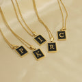 Wholesale Stainless Steel 18K Gold Plated Initial Letter Name Pendent Necklace Trendy Rectangle Square Initial Letter Necklace