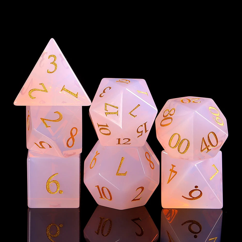 Jingyuan Wholesale Custom Glass 7-Piece RPG Polyhedral Dice Set with Environmental Protection for DND Board Game Accessories
