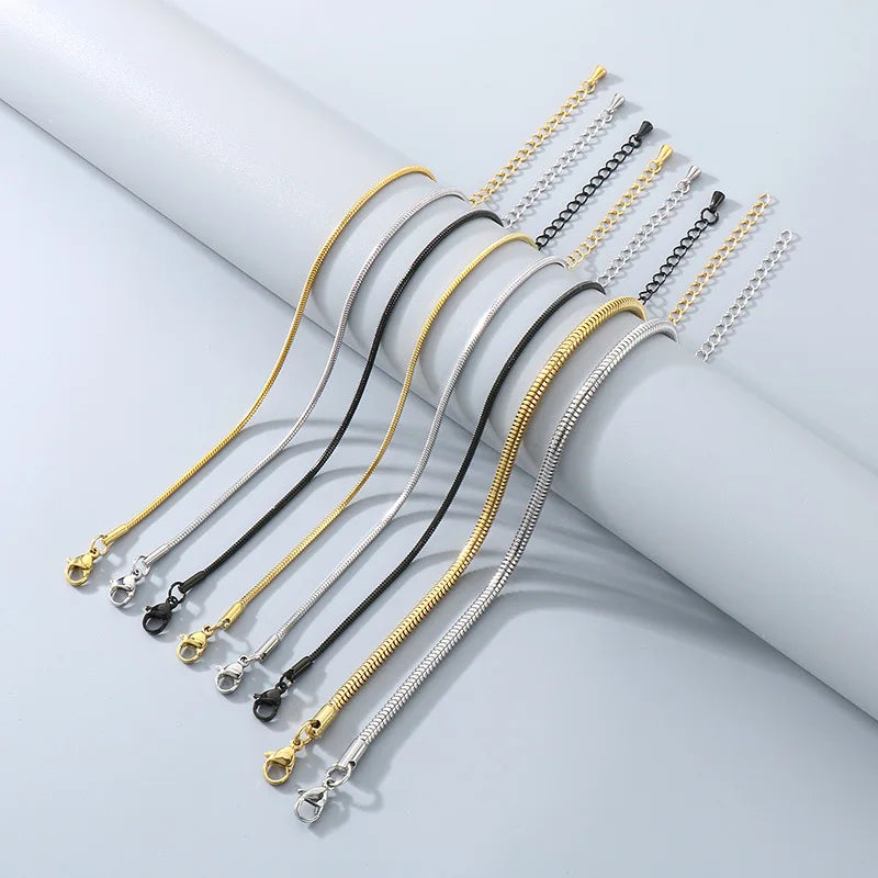 High Polished Gold Plated Stainless Steel Flat Chain Bracelet for Men Jewelry Bangle With Lobster Clasp Bracelets