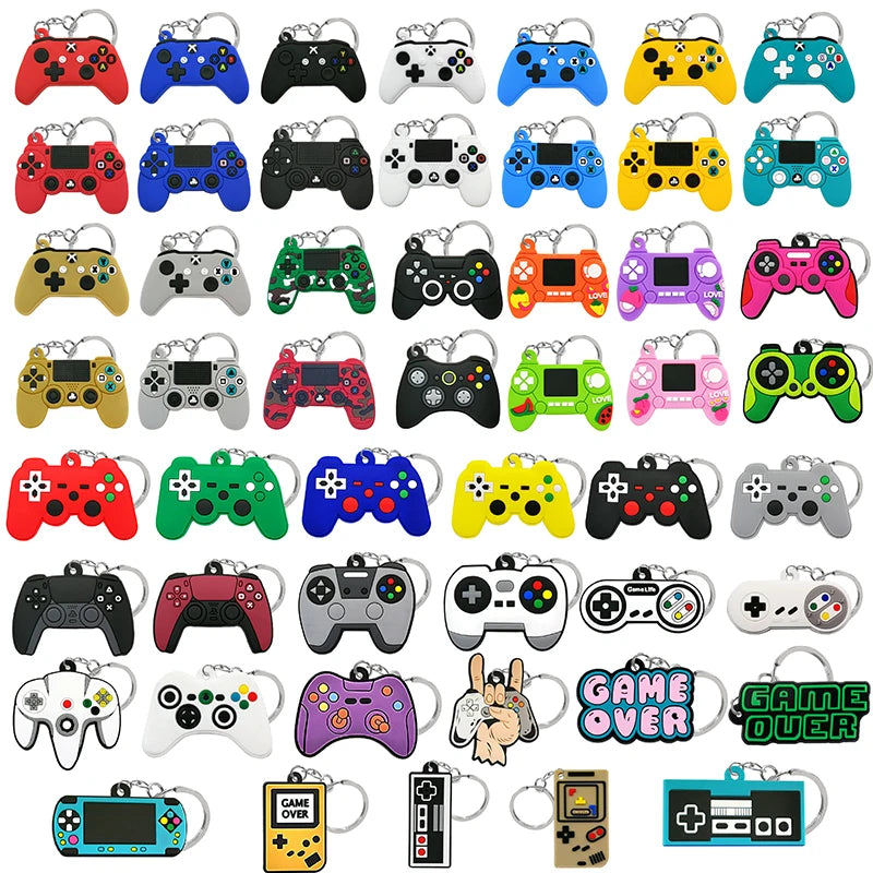 Wholesale Creative PVC Rubber Keychain Game Controller Joystick Embossed Soft Pvc Patch Keyring Custom Shape Keychains Christmas
