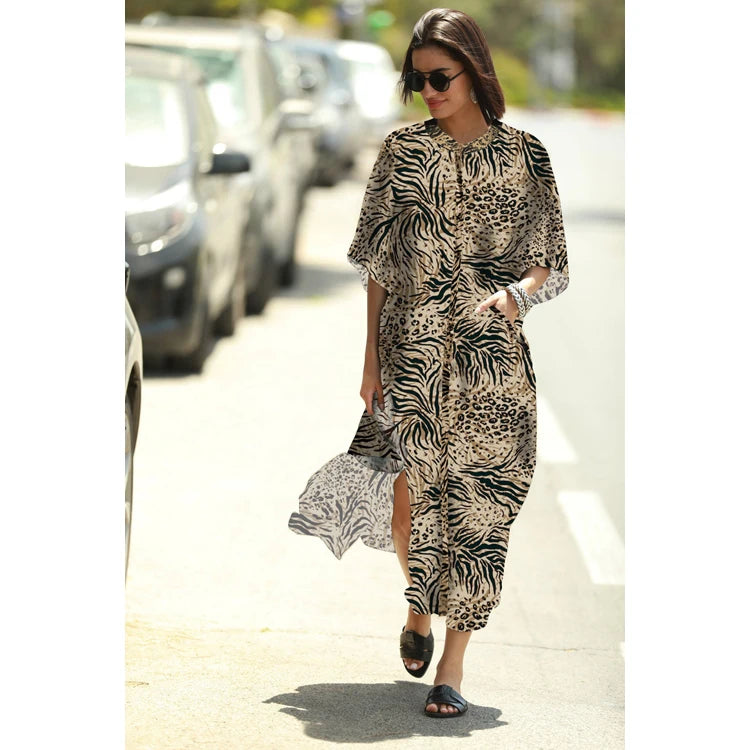 New Arrivals Zebra Pattern Summer Beautiful Turkish Kaftan for Woman