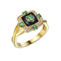 925 Sterling Silver Rhodium Plated Classic Wedding Party Zircon Charm Light Luxury Palace Style Versatile Gold Women's Ring