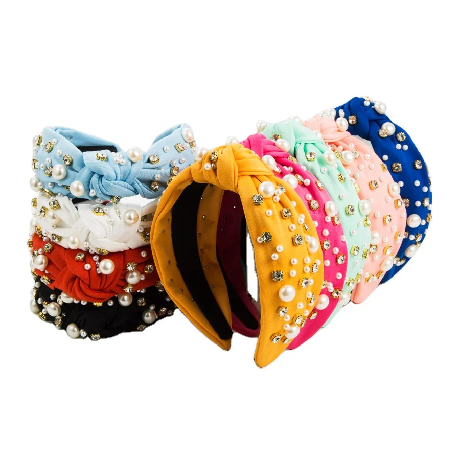 Women Hair Hoops Rhinestone Headbands for Washing Face Date Elegant Heart Pearl Diamond Hair Hoops Headband Hair Accessories
