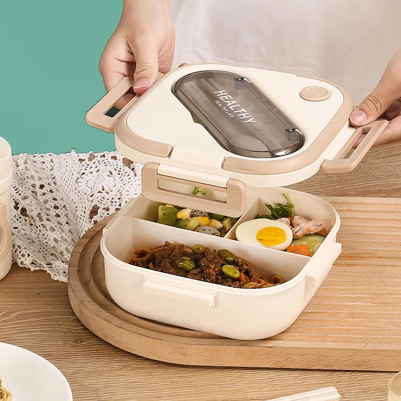 Sealed Leak-proof Portable square Plastic Lunch Box with Handle Student Boite a Dejeuner