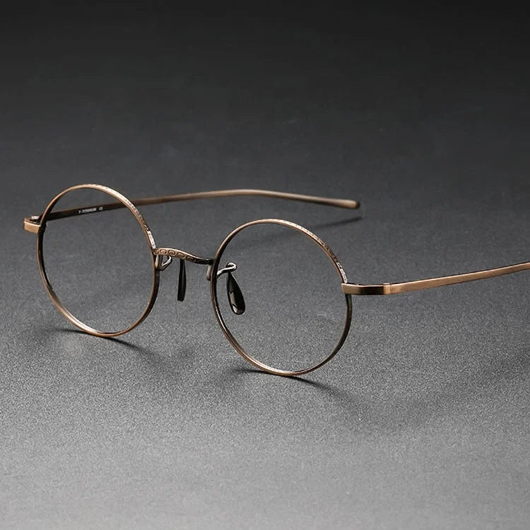 Vintage Brown Round Solid Pattern Yvan TO-1082 Unisex CE RoHS Certified Luxury High Quality Titanium Eyeglass Frames