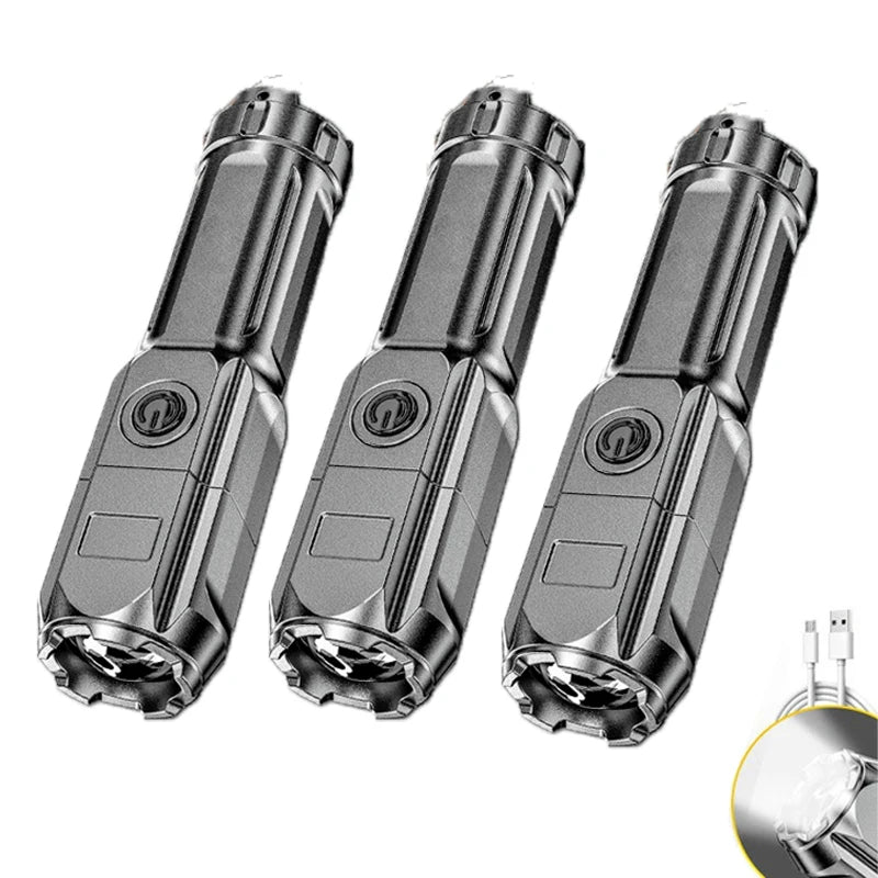 Strong Light Powerful  Bright  Home Outdoor 100000 Lumen Mini Portable Rechargeable  Usb Zoom  Led Luminous Flashlight Torches