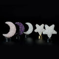 Amethyst Lamp Healing Stone Natural Crystal clear Quartz Star and Moon Shape Lamp for Decoration
