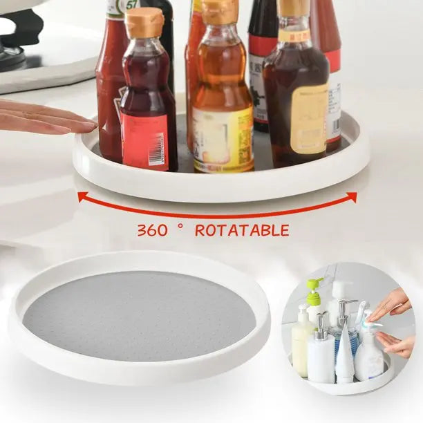 Multifunctional Rotating Shelf for Kitchen Spice Condiment Storage Turntable Seasoning Bottle Rack Storage Box Made Plastic