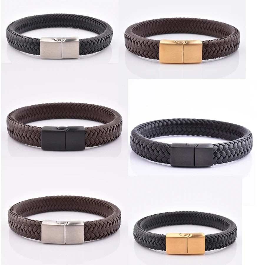 Men's Gold Plated Vintage Stainless Steel Woven Bracelet for Anniversary