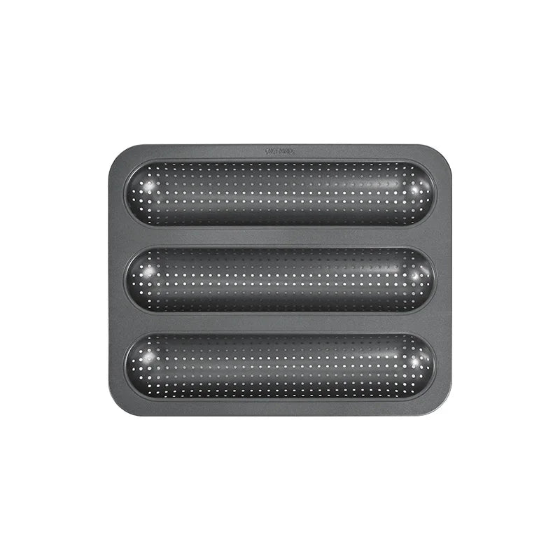 For WK9943 Silver Black Carbon Steel Bakeware Non-Stick French Bread & Baguette Mold 32.6x25.8x3.2cm PFOA Free Eco-Friendly