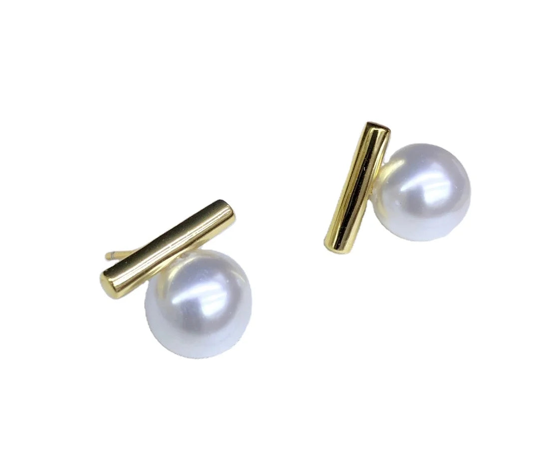 E1949 10-11mm DIY Natural Freshwater Pearl Charm Earrings Mounting Accessory 925 Sterling Silver Gold Plated  Jewelry for Women