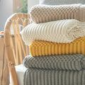 Yarn Craftsman Acrylic Simple Solid Color Striped Tassel Blanket 120*170CM