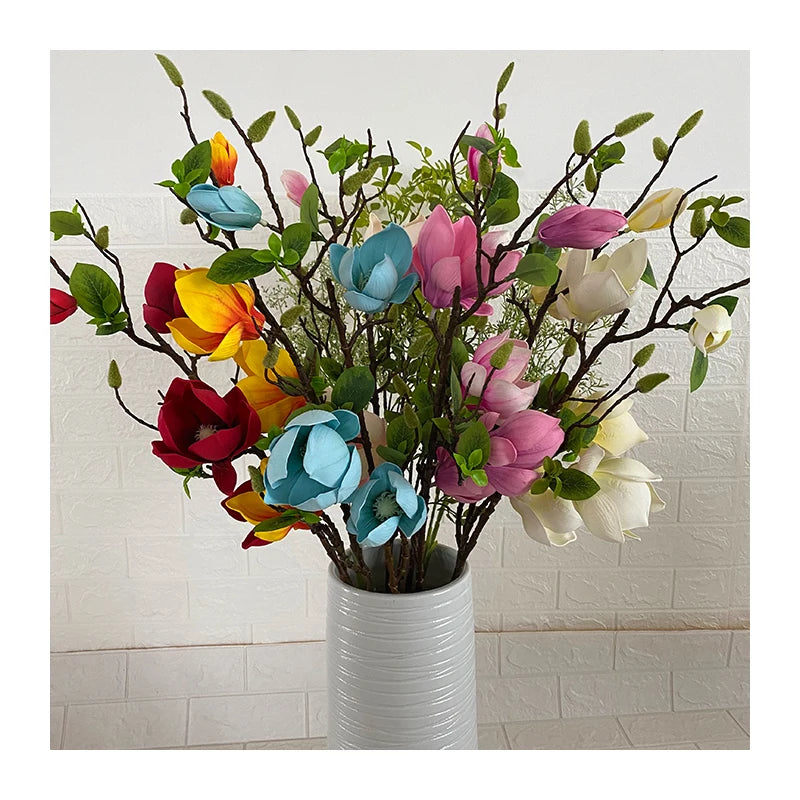 Cheap Wholesale Artificial Flowers 4 Head Bonanza magnolia Artificial Flowers Decorative