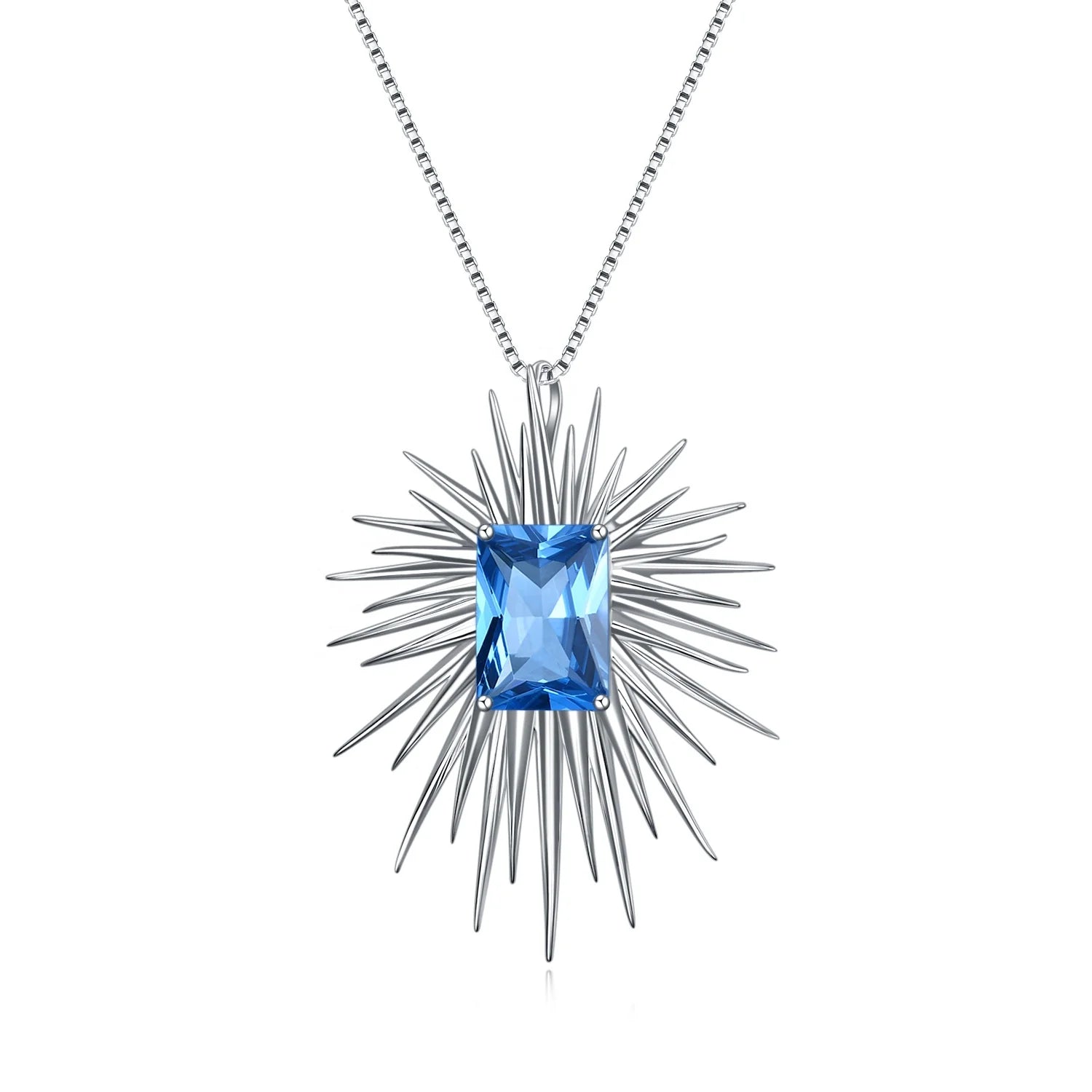 C5087 Abiding Jewelry Fashion 925 Sterling Silver Lab Blue Spinel Gemstone Pendant Celestial Jewelry Women Brooches