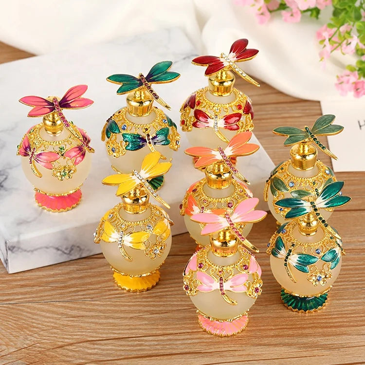 Various Good Quality 25ml Custom Filled Round Alloy Arabian Dragonfly Perfume Bottle