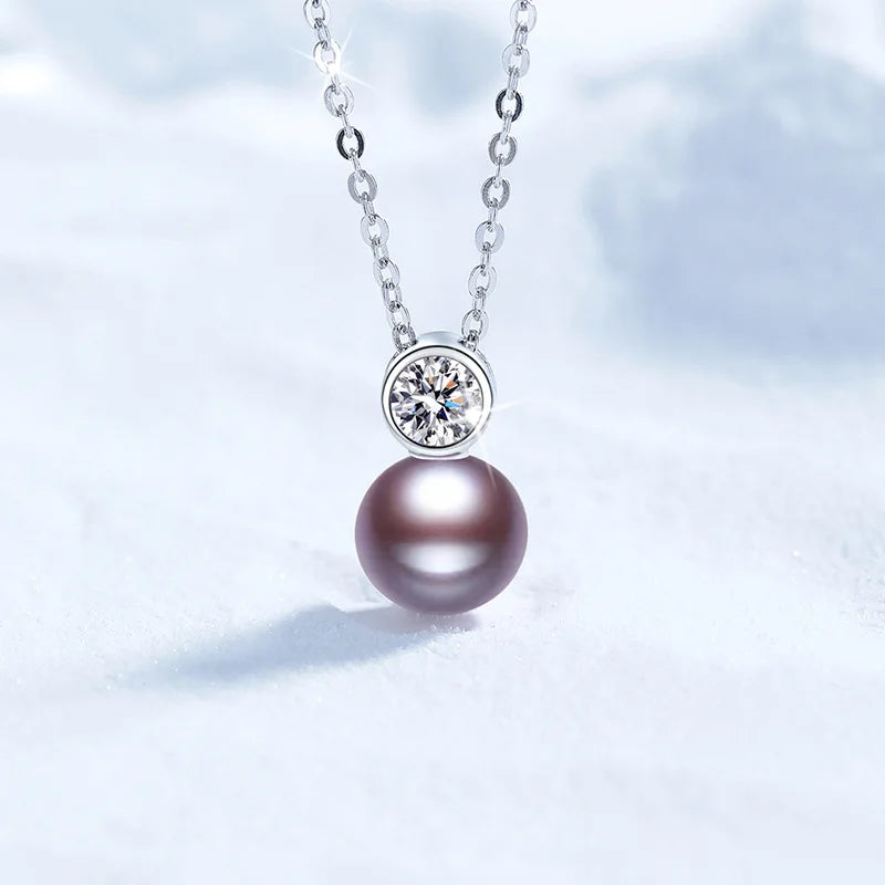 Mozambique Natural Freshwater Pearl Pendant S925 Silver Luxury Women's Princess Necklace Moissanite Third Party Certified