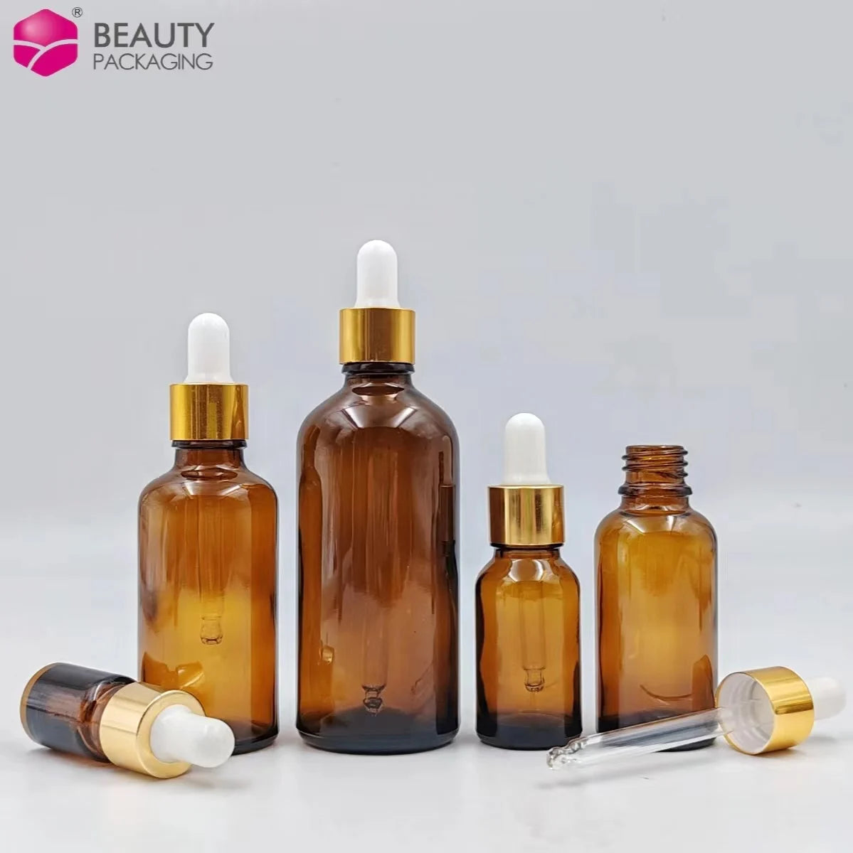 Hot Sale 5ml 10ml 15ml 30ml 50ml 100ml Empty Liquid Serum Bottles Amber Essential Oil Glass Dropper Bottle