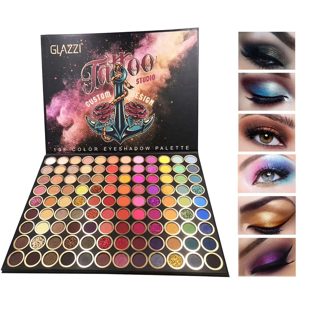 108 Colors Gorgeous Pearlescent Matte Eye Shadow Palette Dry Powder for Stage Makeup for Artists and Cosmetics Wholesale