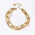 Fashion Two Layers Twill Chain PVD Gold Plated Stainless Steel Bracelet for Men Women Gift