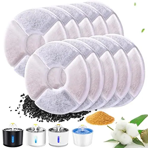 8pcs Eco-Friendly Replaced Activated Carbon Filter Box Package for Cat Water Fountain Replacement Filters for Water Dispenser