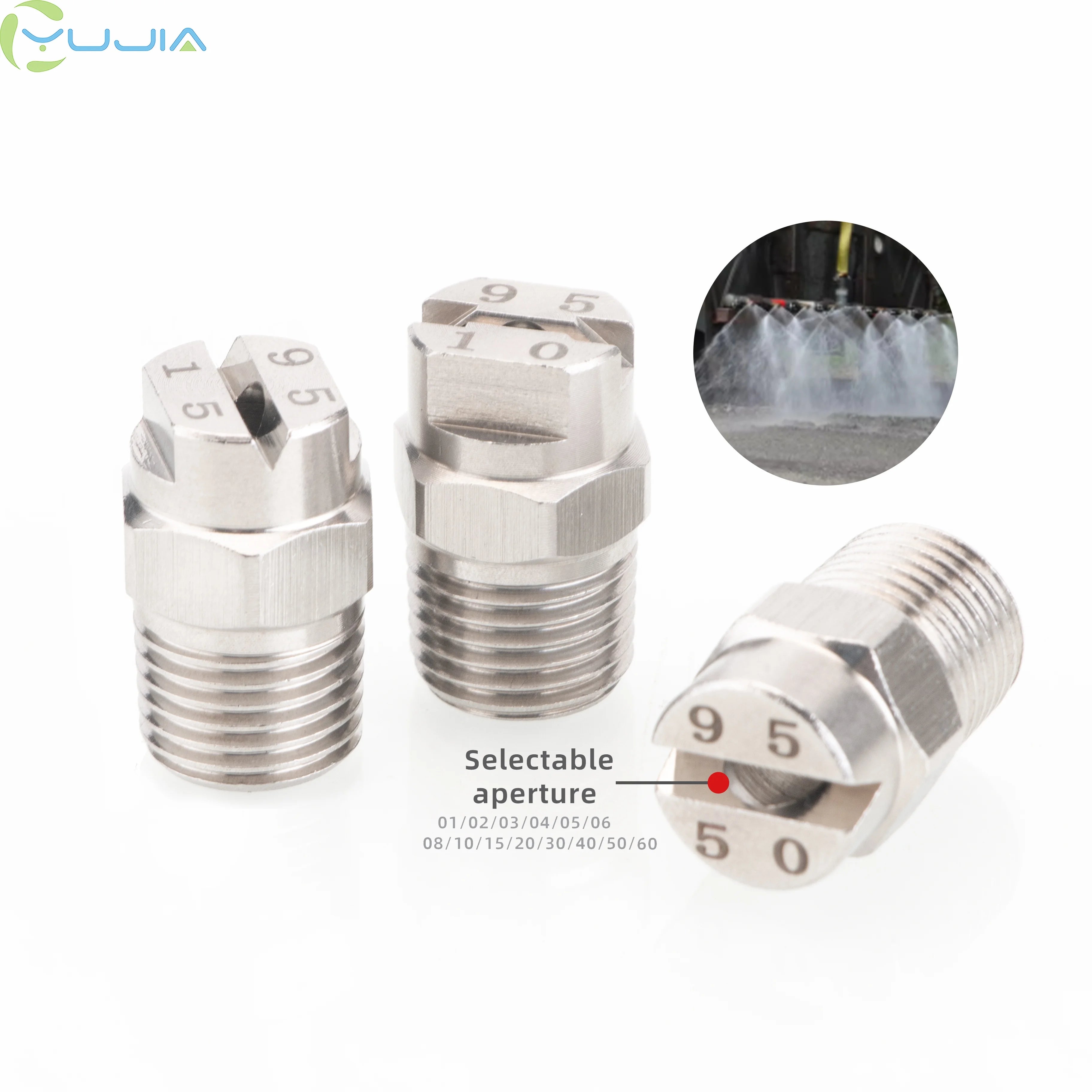 1/4" 304 Stainless Steel 95Â° High Impact Flat Fan Cleaning Nozzle for Industrial Washing