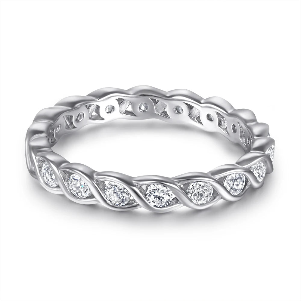 Classic Solitaire Ring Round Cut 8mm 8 Claw Setting Non Fading Jewelry Women Promise Rings 925 Silver