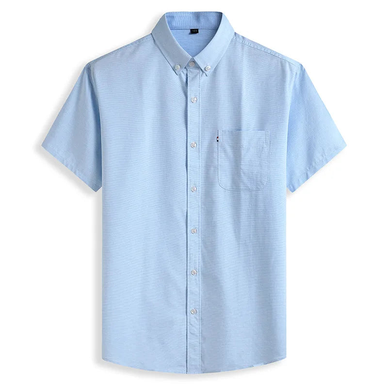 2026 Large Size Men's Short-sleeved Shirt Fat Summer Thin Business Casual All-match Shirt