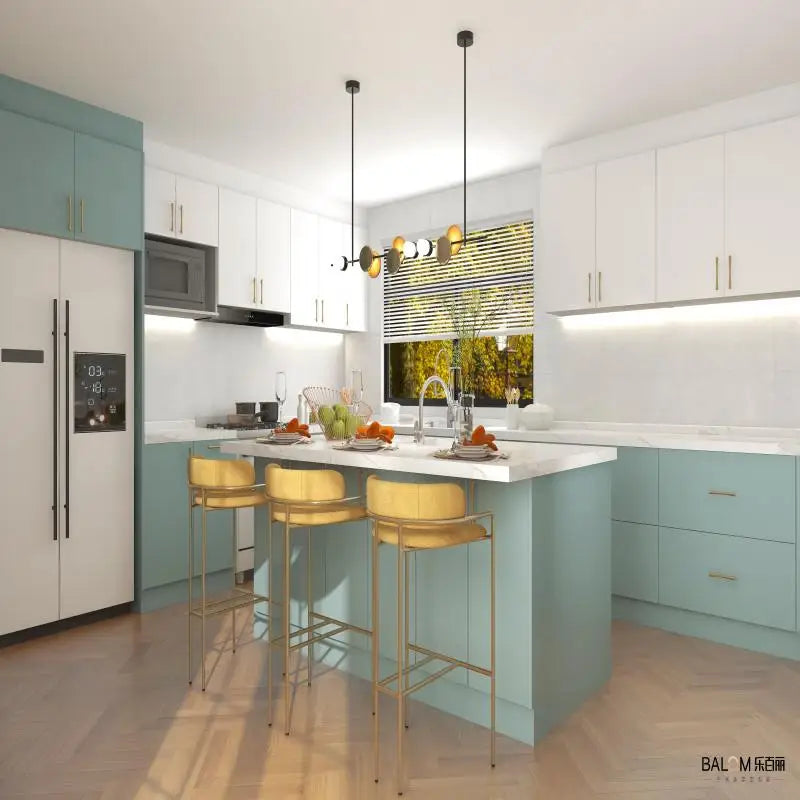 BALOM Modular Modern Style Wooden PVC Finish MDF Kitchen Cabinets Factory Supply