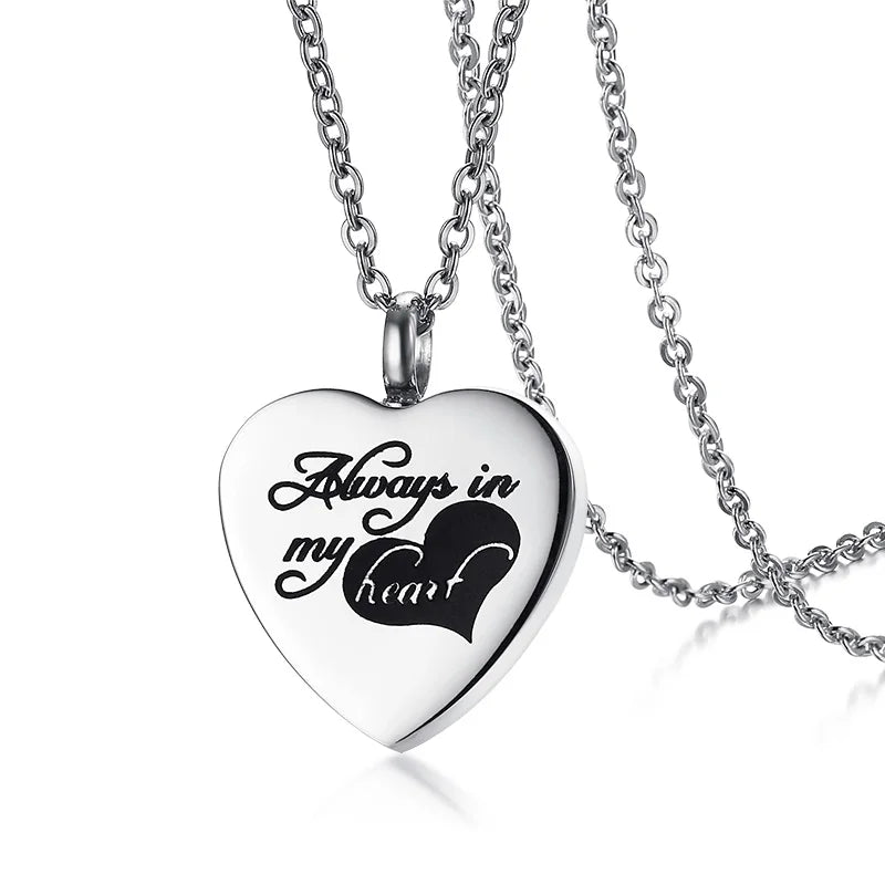Forever and always in My Heart Openable Heart Shape Urn Ashes Container Necklace
