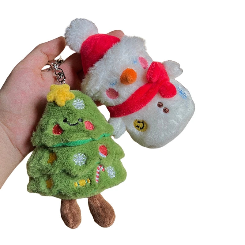Kawaii Plushie Peluches Snowman Santa Claus Christmas Tree Plush KeychainsToys Stuffed Animal Toys for Claw Machine Decoration