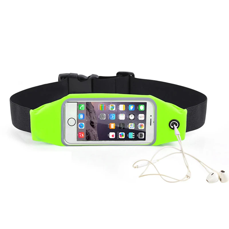 Gym Universal Elastic Waterproof Fanny Pack 6" Touch Screen Waist Pouch Bag Mobile Phone Belt case with Zipper for Girls Running