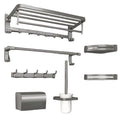 Aluminum Folding Storage White Bathroom Shelf for Wall Punch-free Wall Hanging Bath Towel Toilet Rack Bathroom Hardware Set