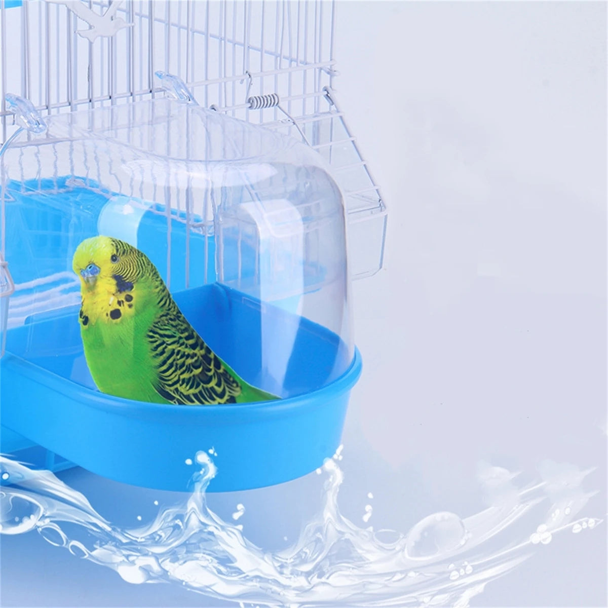 Bird Cage Bath Deluxe Bathing Tube Parakeet Canary Finch Hamster Small Pet Hang Shower