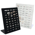 Professional Angled Velvet Ring Display Tray Stand 50 Slots Large Capacity Jewelry Showcase Organizer For Retail Boutique