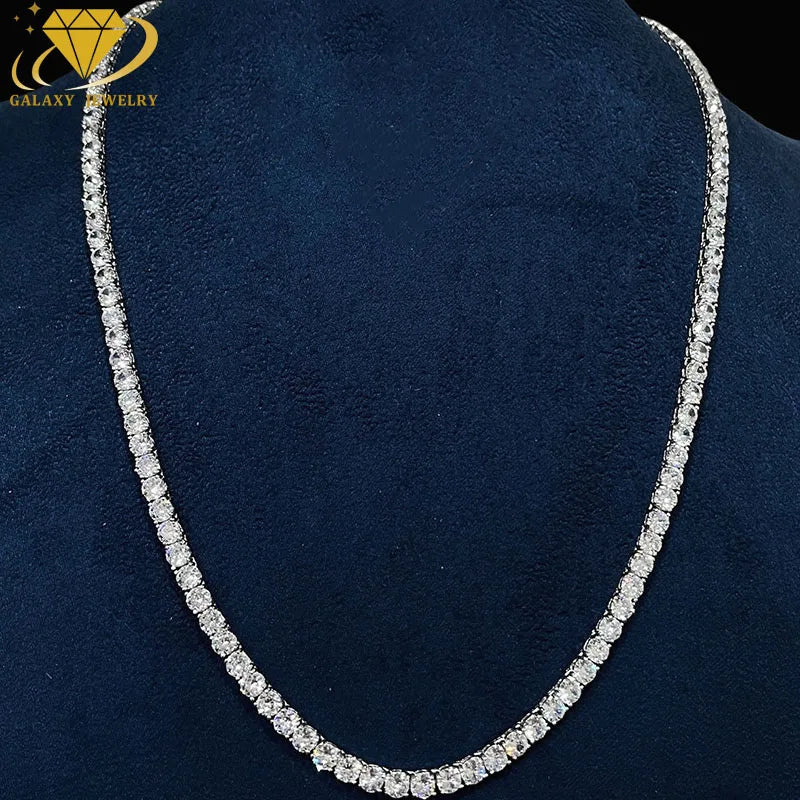 5MM Fashion Necklace Jewelry 925 Silver VVS Moissanite Tennis Chain for Men Women Gold Plated Claw Setting GRA Certified