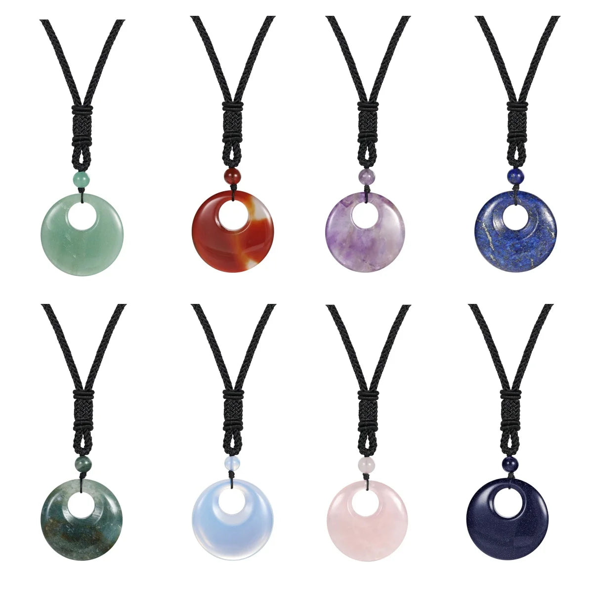 Fashion 30MM Pendant Natural Stone Crystal Healing Stone Charms Rope Chain Necklace Handicraft Decoration As Daily Gift