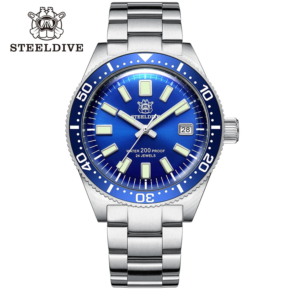 SD1962 Steeldive Brand Sapphire Glass Ceramic Bezel NH35 Automatic Movement Mechanical Mens Dive Watch