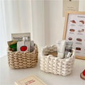 MSH Modern Handwoven Cotton Rope Makeup Basket Desktop Storage Box for Beauty Products