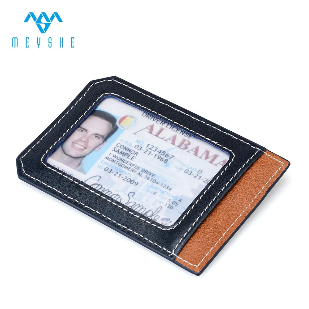 MEYSHE Factory Custom Hot Sell Embossed PU Leather RFID Blocking Slim Luxury Pocket Men's ID Credit Card Holder Wallet
