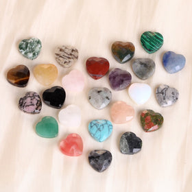 Natural Stone Faceted Heart Beads Colorful Agates Round Spacer Loose Beads for Jewelry Making DIY Bracelet Accessories