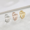 Stainless Steel Fashion Women Filigree Flower Ring Finger Rings Love Jewelry Anniversary Gifts for Women Real Gold Plated Rings